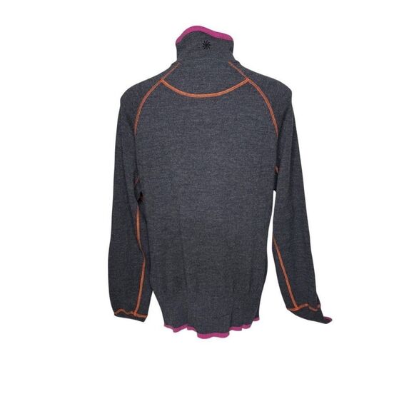 Athleta gray merino wool 1/4 zip sweater with pink and orange trim size 1X - Picture 4 of 13